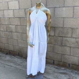 Blanco by Nature Elegant White Halter Maxi Dress L NEW